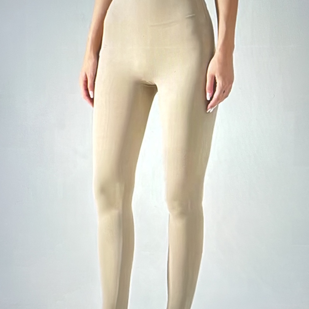 Cream High-Waisted Seamless Leggings